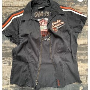 Authentic Harley Davidson jean zip up shirt